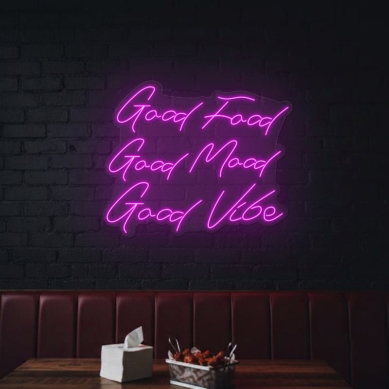 Good Food, Mood, & Vibes Neon Sign