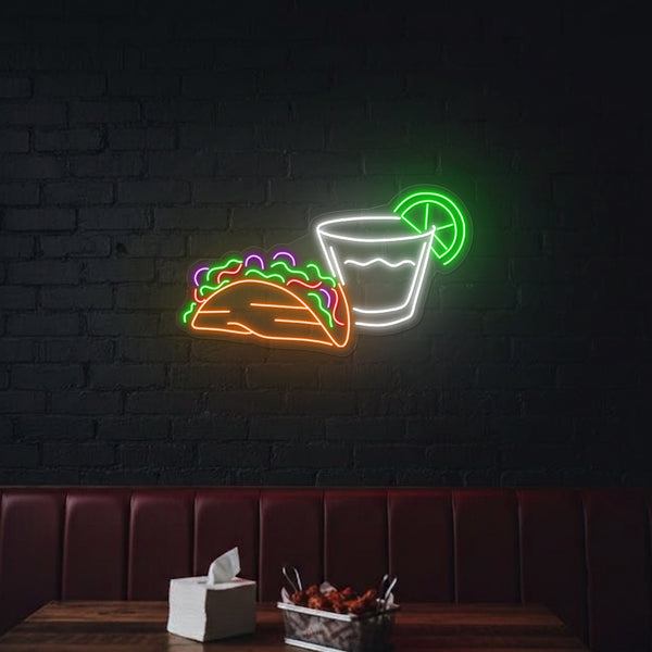 Taco and Drink Neon Sign